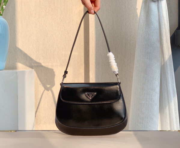 Pra*a cleo brushed leather shoulder bag with flap