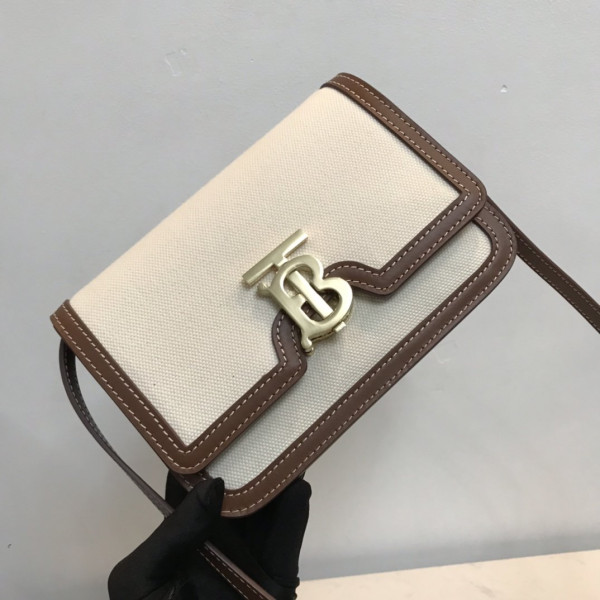 B**rry two-tone canvas and leather tb bag