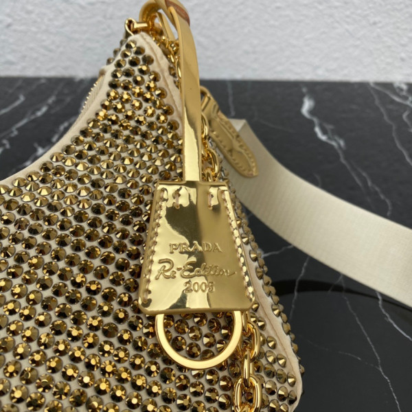 Pra*a re-edition 2005 satin bag with crystals