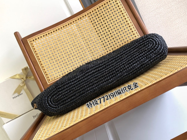 Y*L icare in raffia tote black - 37–55 x 43 x 5 cm