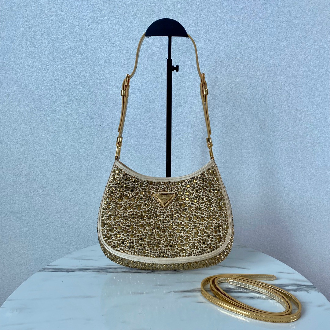 Pra*a cleo satin bag with appliqués