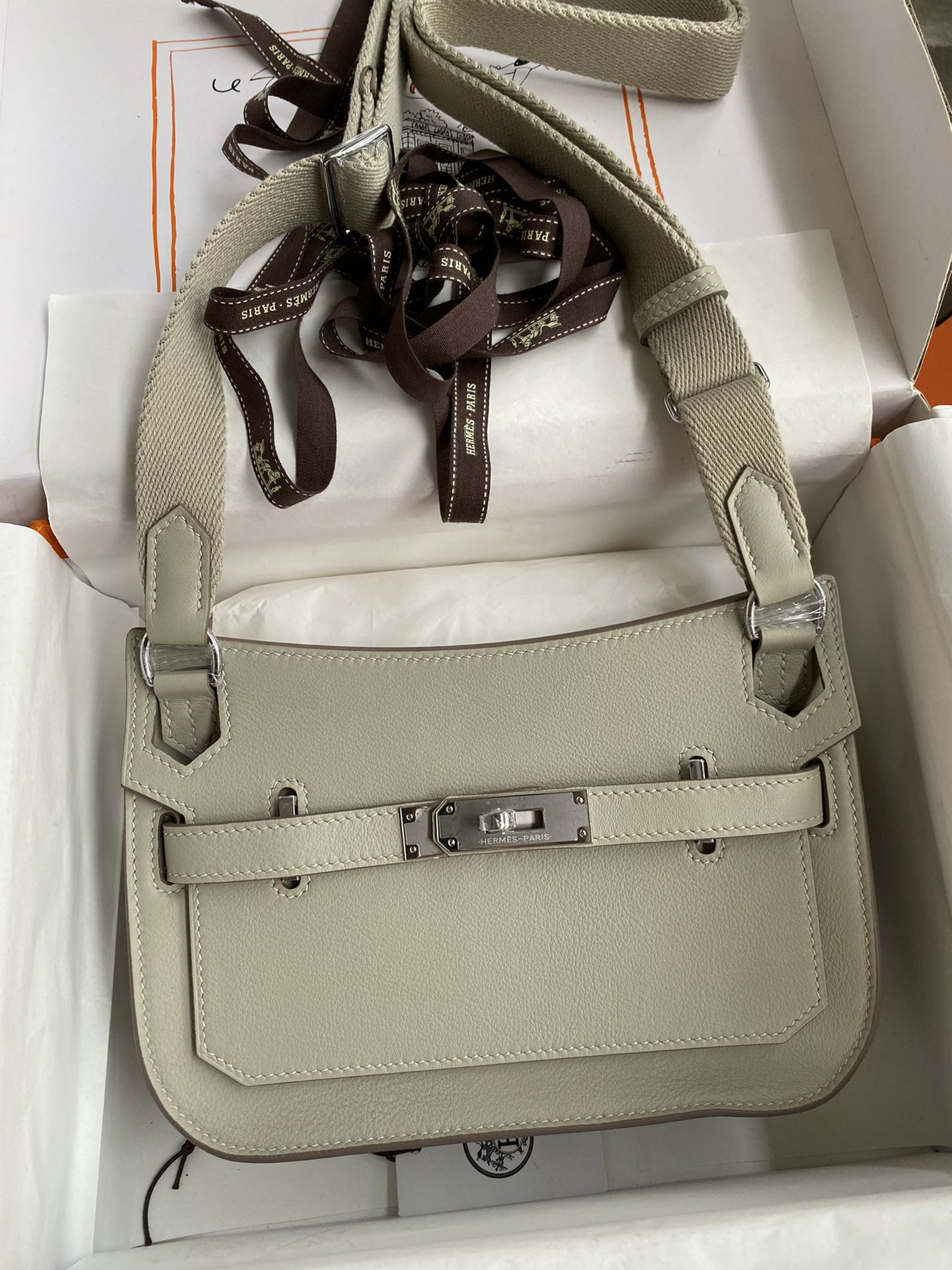 H**mes jypsiere mini bag in swift leather gris meyer