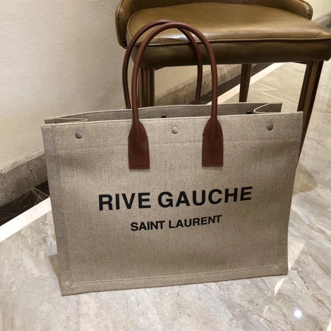Y*L rive gauche tote bag in printed linen and leather